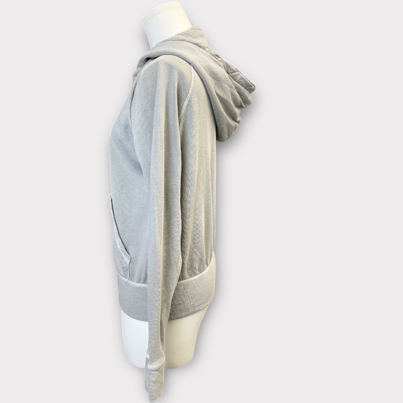 James Perse Hoodie Womens 2 Gray Full Zip 100% Cotton Made USA Sweatshirt Terry - Picture 2 of 13